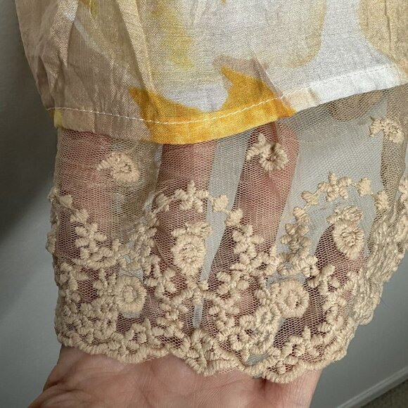 Suzanne Betro Tank Top Size 2X Yellow Floral Flowy - Picture 7 of 8